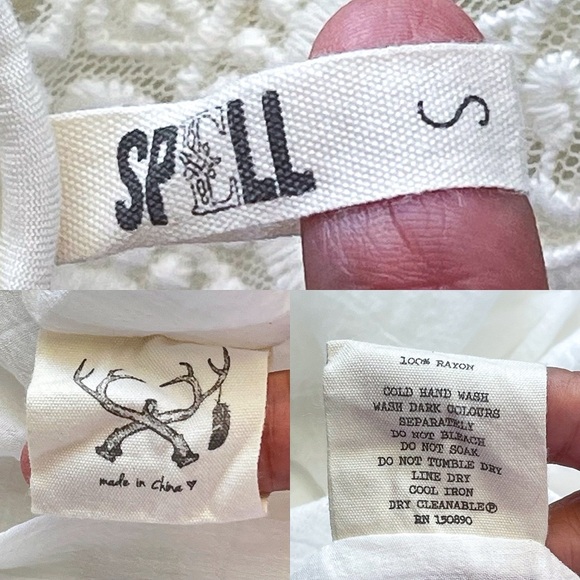 Spell Peaches Lace Slip Dress Boho Ivory Midi White Small EUC - Picture 5 of 8